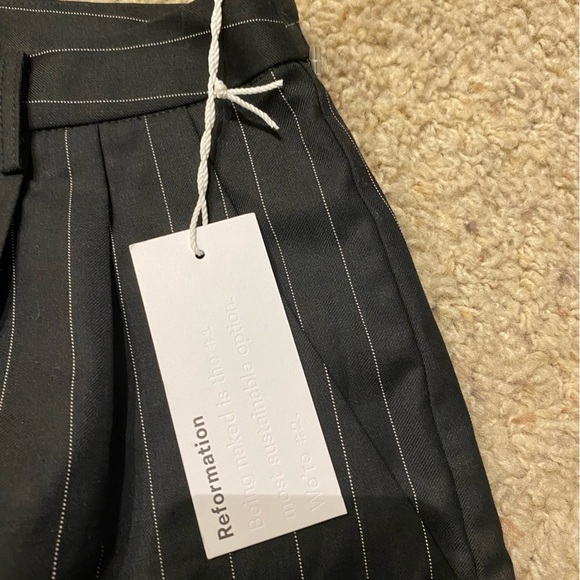 Reformation Black Pinstripe Trousers - Picture 6 of 13